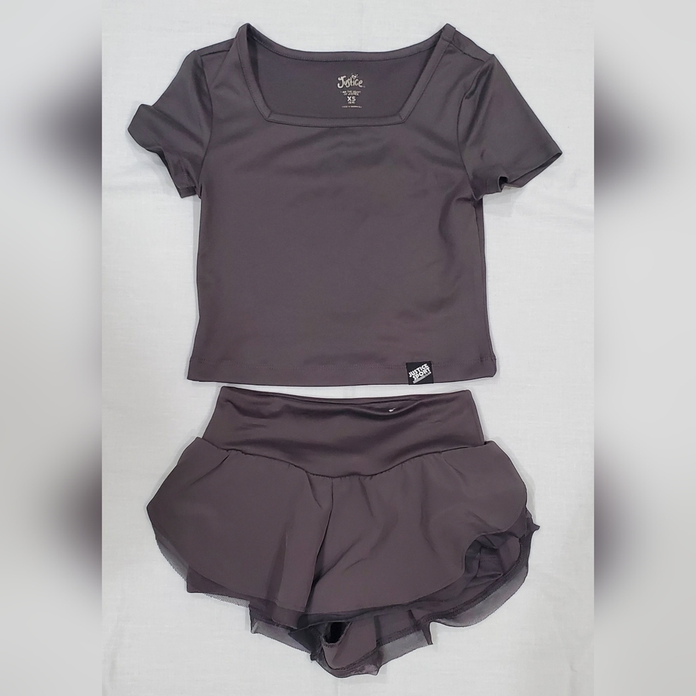 Justice Girls Charcoal Athletic Set